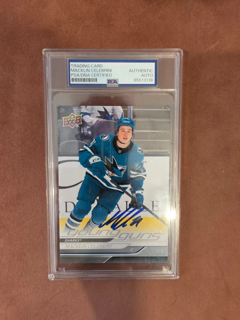 Macklin Celebrini Upper Deck Young Guns Rookie PSA/DNA Auto